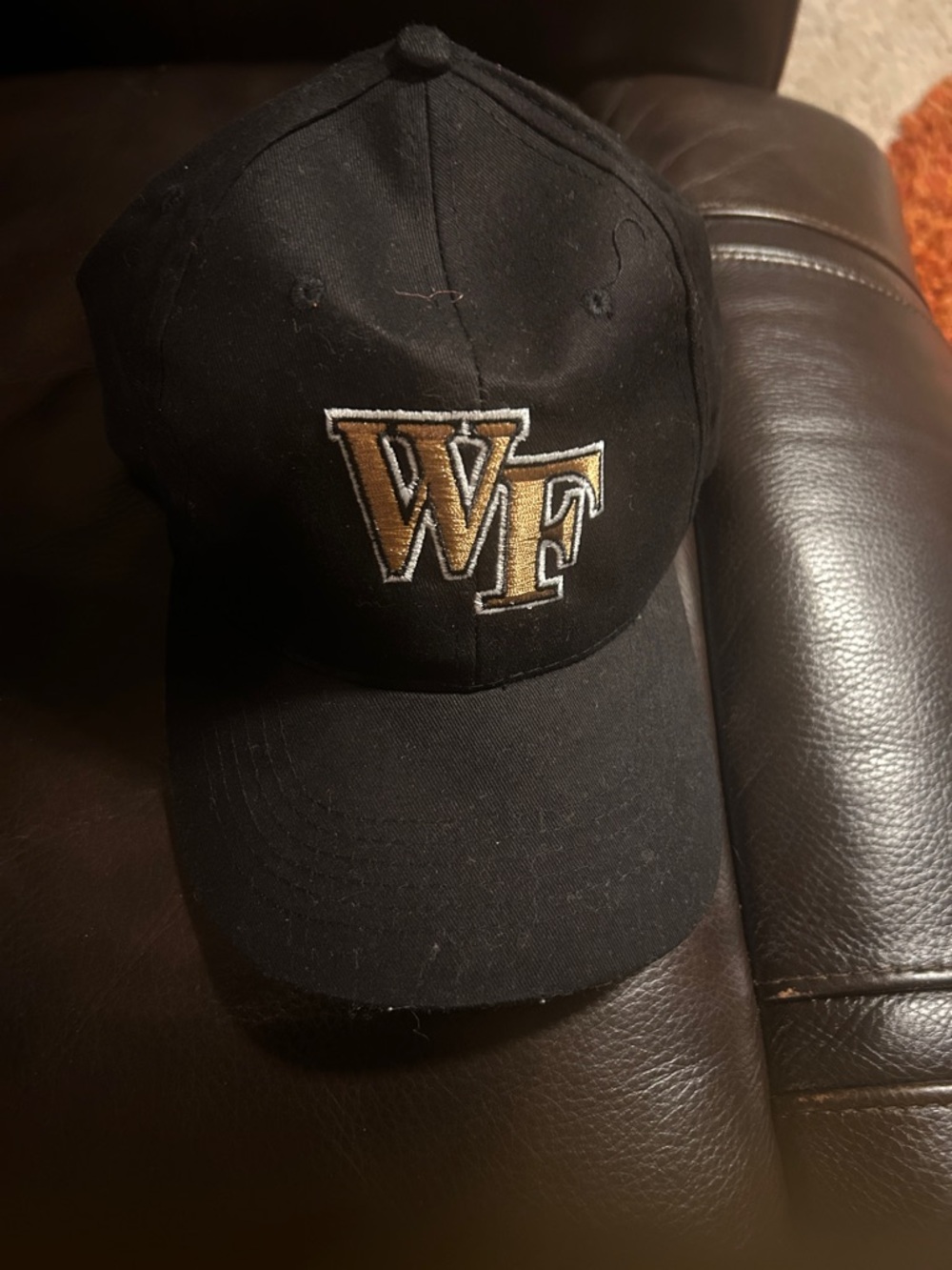 Black Baseball Cap with Gold WF Embroidery
